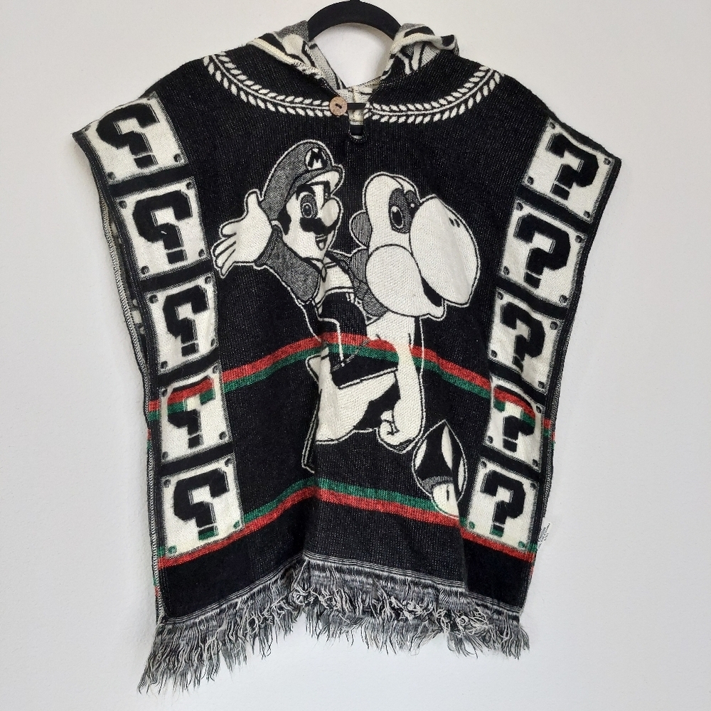Native Creation Super Mario Lightweight ALPACA Wool Hooded Poncho